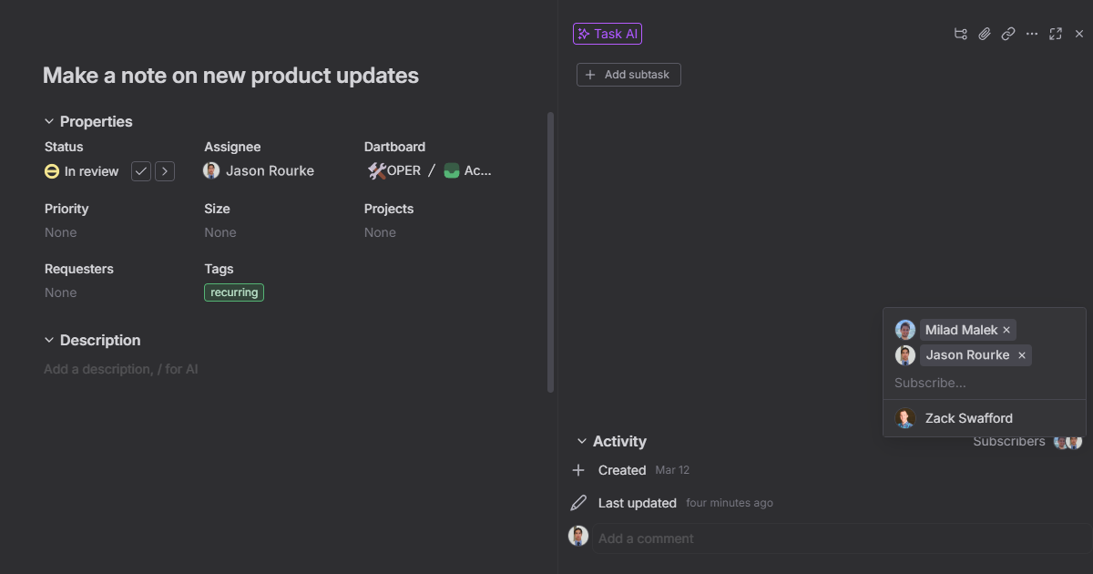 Dart Subscribing feature screenshot